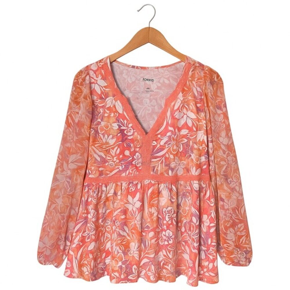 TORRID Super Soft Floral Knit Empire Waist Blouse - Size 1X